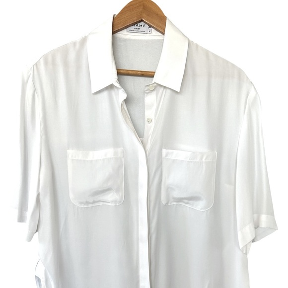 Frame Short Sleeve Button Down Silk Blouse - Picture 5 of 10